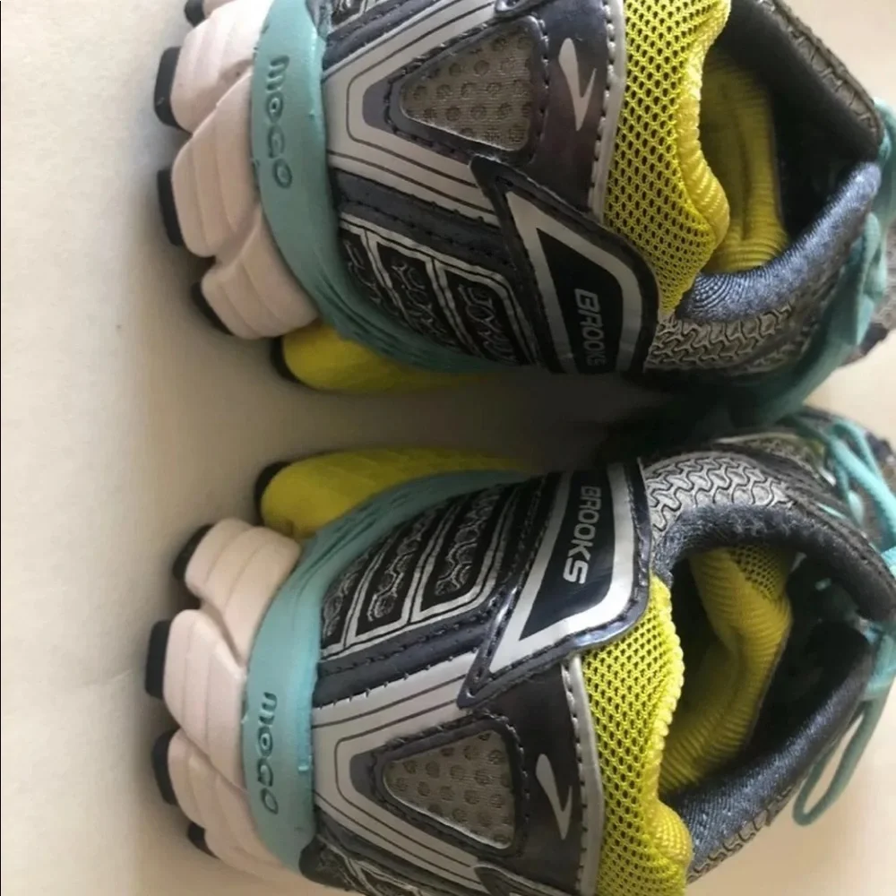 BROOKS GHOST Running Sneakers Shoes Size 8.0 Gray Turquoise Lime EUC
